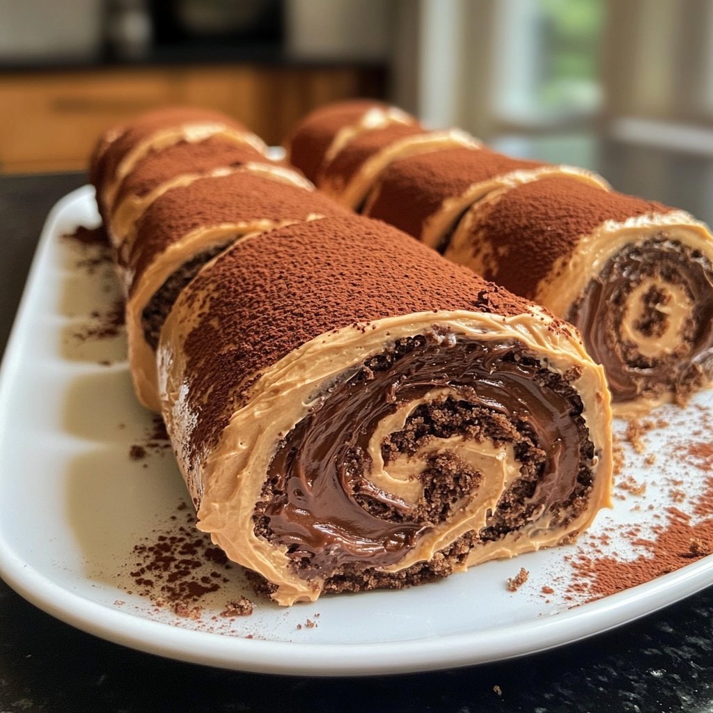 Schoko-Biskuitrolle (Baumstammkuchen)