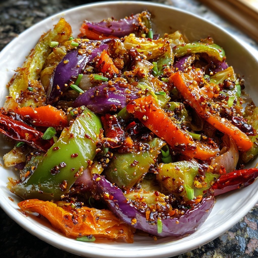 Weißkohl aus dem Wok, asiatisch, vegan