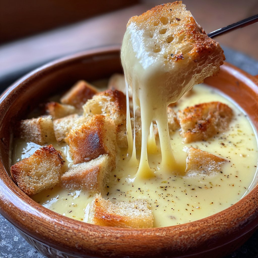 Fondue mit Gruyère und Emmentaler