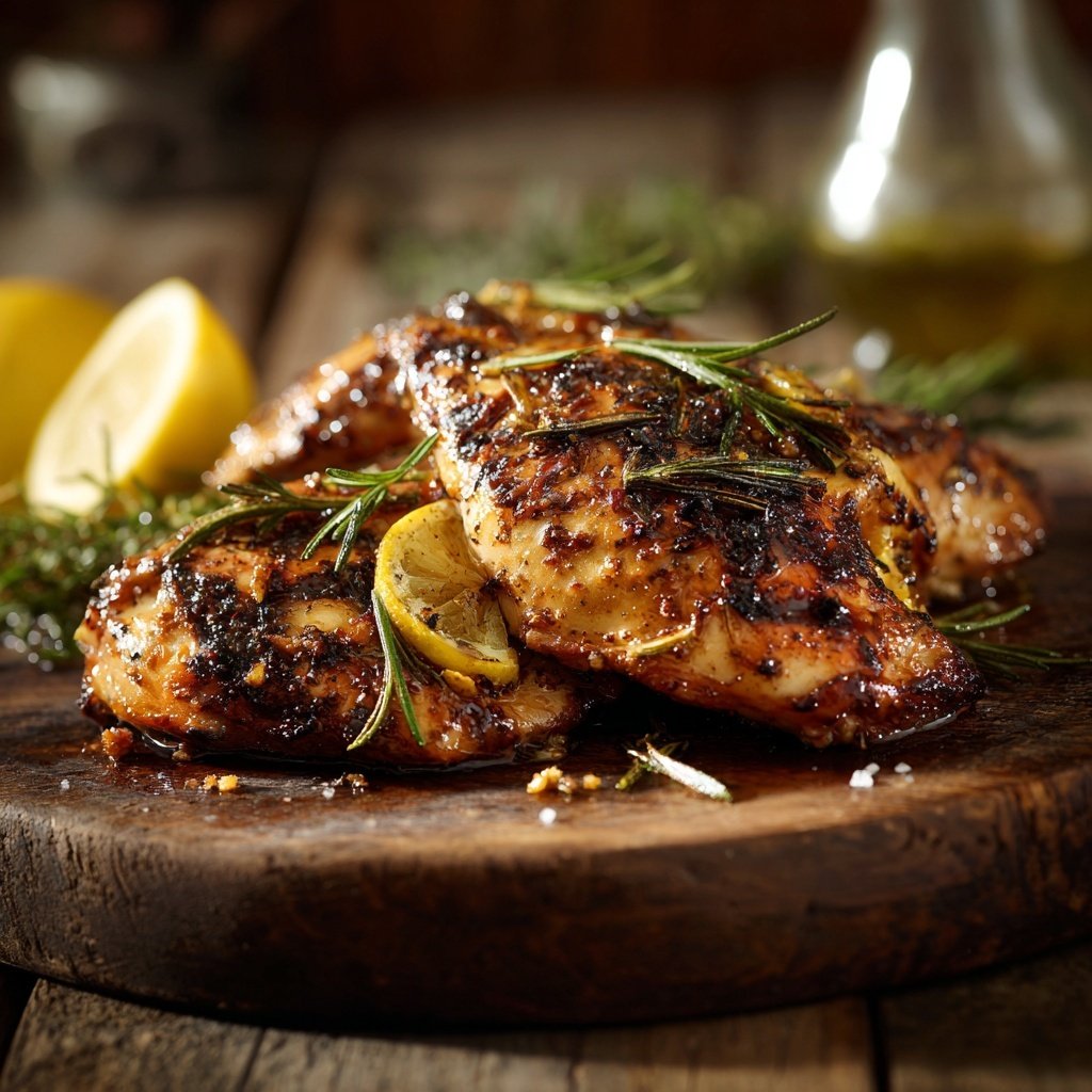 Gegrilltes Zitronen Hähnchen Mit Rosmarin
